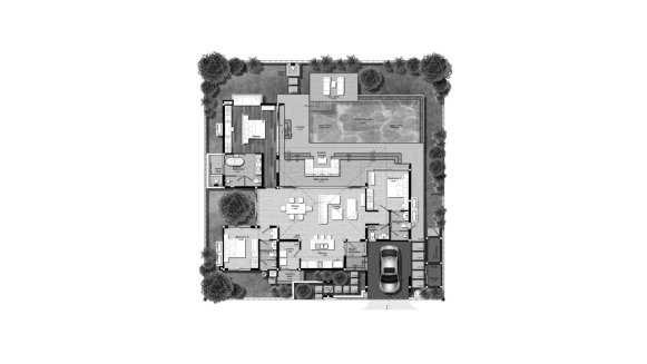 Планировка виллы 3 спальни в ЖК Botanica Luxury Krabi № 11008 (2D)