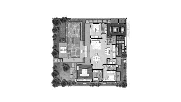 Villa floor plan, 3 bedrooms in Botanica Luxury Krabi No. 11006 (2D)