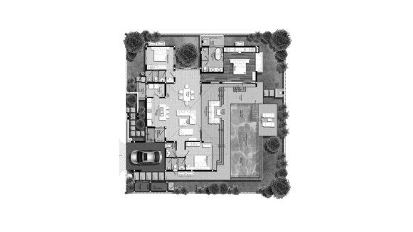 Villa floor plan, 3 bedrooms in Botanica Luxury Krabi No. 11009 (2D)